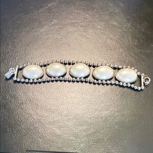 Stunning Silver Bracelet with Pearl Accents VINTAGE
